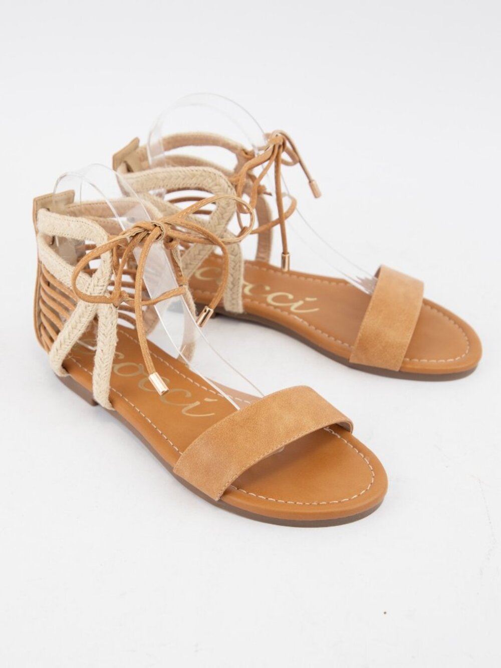 Ccocci Paola Lace-Up Sandals in Camel NEW